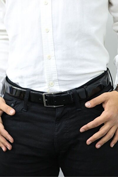 GUARD Чорний класичний шкіряний чоловічий ремінь - 3,5 см - GRD2403XW22360