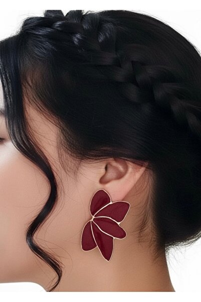 MODAMİRA AKSESUAR أقراط زارا موديل يابريك |   اللون العنابي |   الصبي: 4 سم -...