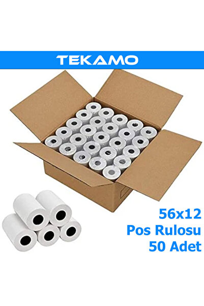 Tekamo 56x12 Yazar Kasa Pos Rulosu ( 50 Adet ) Rulo Kağıt 5 Paket