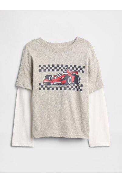 GAP Erkek Bebek Gri Grafik Baskılı T-Shirt