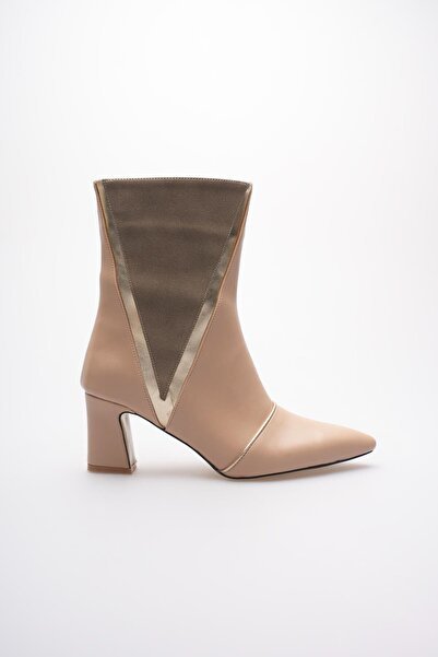 marchéo Cizme de iarnă cu toc gros, bej auriu, pentru femei Anisa