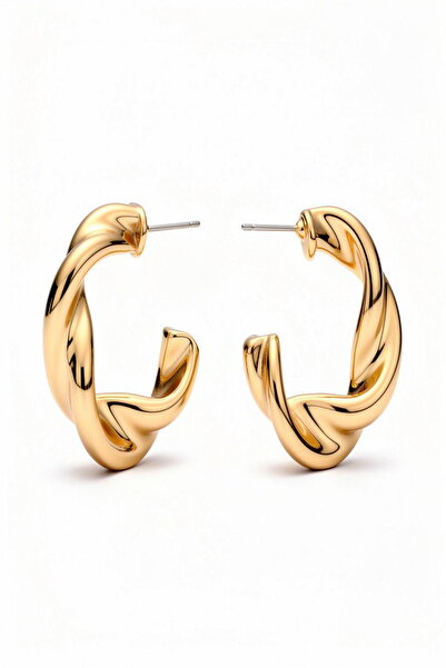 DEMOKAN Kadın 3cm Kalın Burgu Kesik Halka Küpe