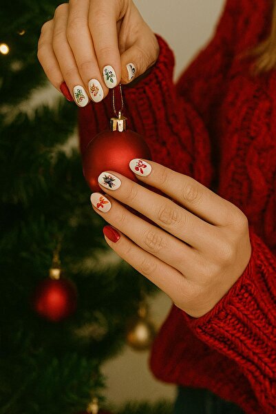 Flash Tattoos® Ekose Yılbaşı Noel Christmas Desenler Tırnak Dövmesi