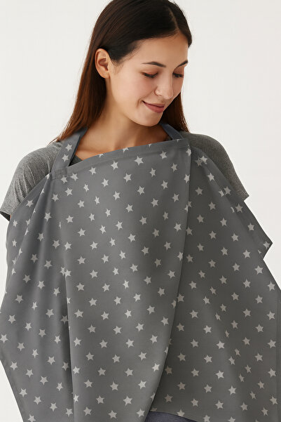 Jaju Baby مريلة الرضاعة الطبيعية ذات النجمة الرمادية