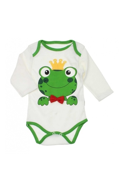 SSMEDIA Set of children's clothes - body, pants, and hat - frog design, size 62