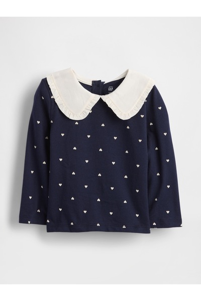 GAP Kız Bebek Lacivert Sailor Yaka Uzun Kollu T-Shirt