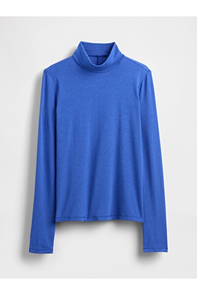 GAP Kadın Mavi Tüy Hafifliği Kayık Yaka Kazak