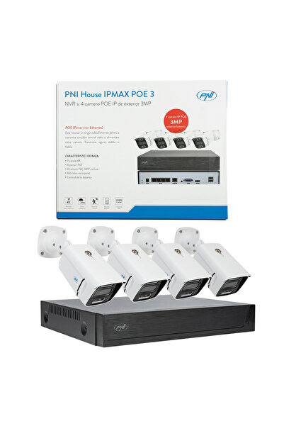 PNI Kit supraveghere video PNI House IPMAX POE 3, NVR cu 4 porturi POE, ONVIF...