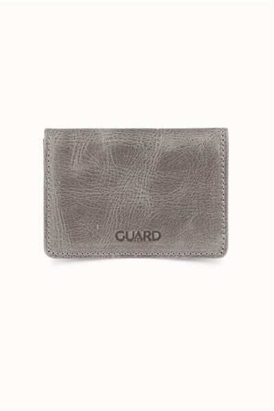 GUARD Gray Mini Size Genuine Leather Card Holder Business Card Holder with Magnet and Cover - Grd251018Wt795