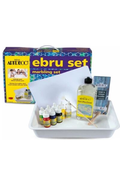 Artdeco 8 Renk Ebru Başlangıç Seti Damlalıklı - Orta Boy