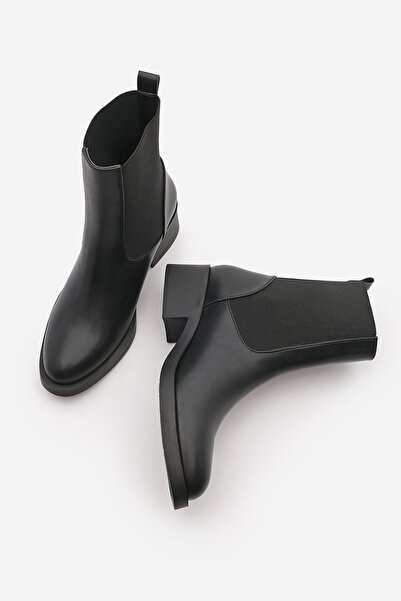 Marjin Dámské elastické boty na podpatku s bočním páskem Tunles Black