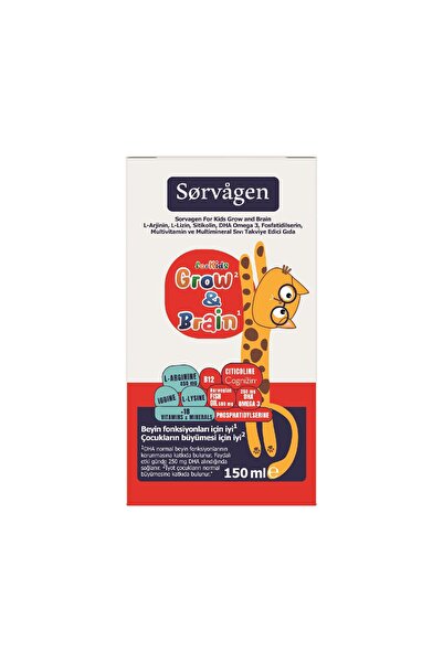 Sorvagen Grow&Brain L-arjinin, Sitikolin, Fosfatidilserin, DHA Omega 3, B12, L- lizin, Multi Vitamin