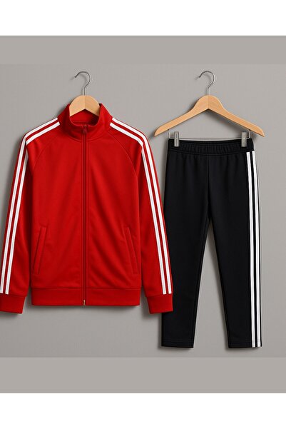 YusGos Women's Zippered Diving Scuba Fabric High Quality Bottom Top Sports Tracksuit Set Red