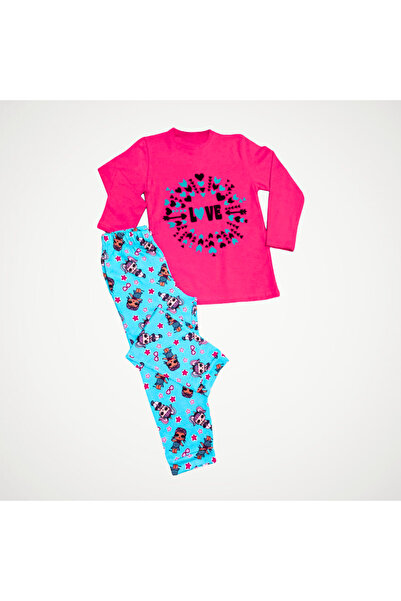 Newteam طقم بيجامة بناتي بنطال منقوش بأكمام طويلة 4104
