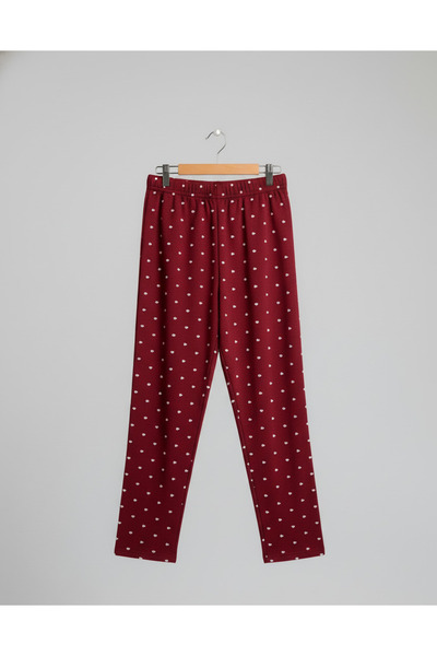 YusGos Women's Cotton Suede Tiny Heart Patterned Pajama Set (Red) Red XL