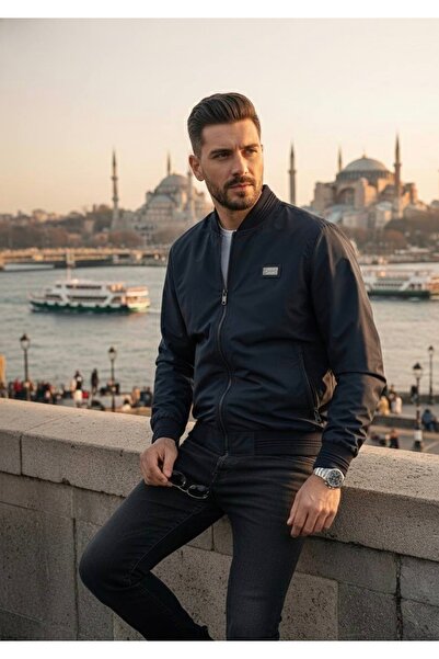 YusGos Men's Wind and Water Resistant Knitted Low Collar High Quality Transitional Zipper Coat