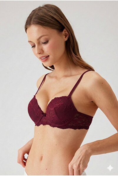 Pierre Cardin Γυναικείο σουτιέν μπορντό 6201 Milan Underwire Push Up Lace (TAK - REMOVAL STRAP)