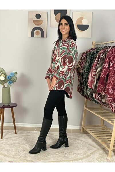 YusGos Women's Single Pocket Patterned Thick Lumberjack Jacket Shirt (Green-Burgundy) Standard Green