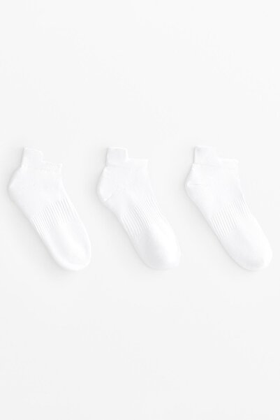Oysho 3 pairs of cotton blend sports sneaker socks with heel tab