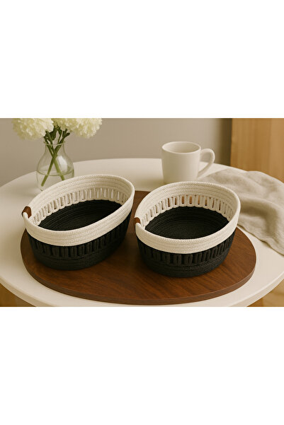 Efuliz Home Καλάθια οβάλ σχήματος 2 τεμαχίων με μοτίβο από άχυρο γιούτα, οργα...