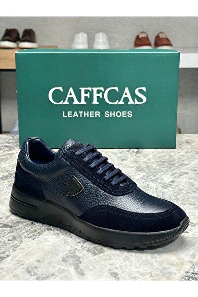 Caffcas Pantofi pentru bărbați, din piele naturală, albastru bleumarin, lucra...