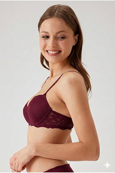 Pierre Cardin Γυναικείο σουτιέν μπορντό 6201 Milan Underwire Push Up Lace (TAK - REMOVAL STRAP)