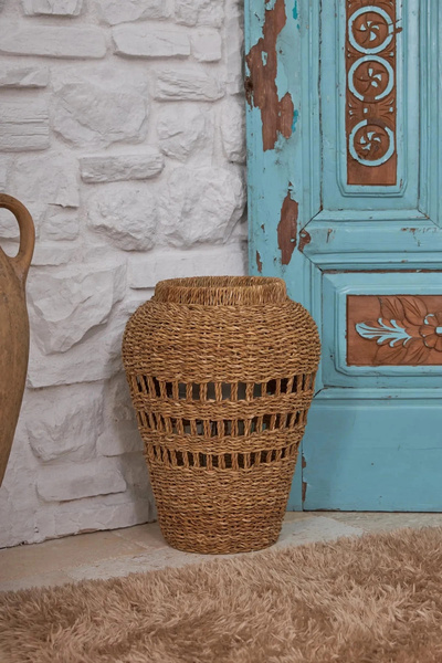 Evistro Dekoratif Desenli Vazo Sepet Saksılık 27x57cm