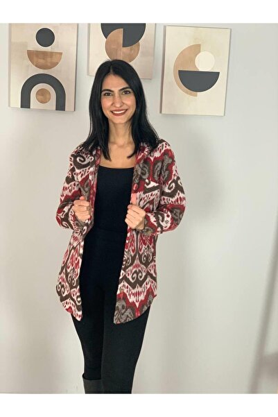 YusGos Women's Single Pocket Patterned Thick Lumberjack Jacket Shirt (Red-Brown) Standard Red