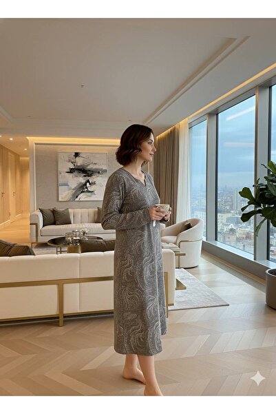 LİMİSSİ Women's 100% Cotton Modal Fabric High Quality Plus Size Home Dress