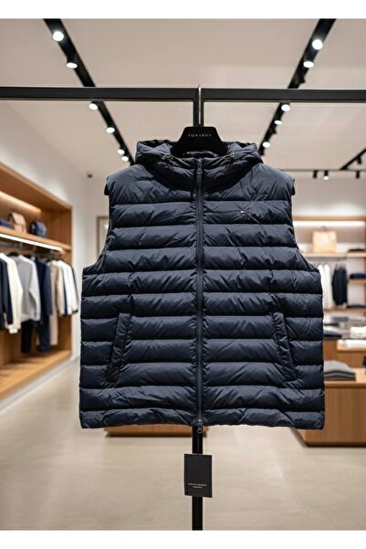 YusGos Men's Waterproof Zippered Pocket Hooded High Quality Large Size Inflatable Padded Vest