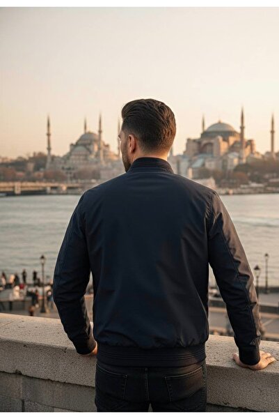 YusGos Men's Wind and Water Resistant Knitted Low Collar High Quality Transitional Zipper Coat