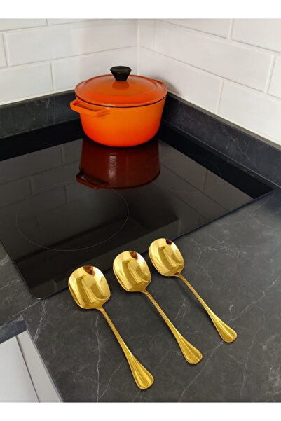 Hilamingo Home 3'lü Paslanmaz Çelik Gold Servis Ve Yemek Kaşığı,Salata Kaşığı...