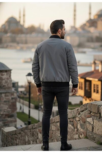 YusGos Men's Wind and Water Resistant Knitted Low Collar High Quality Transitional Zipper Coat