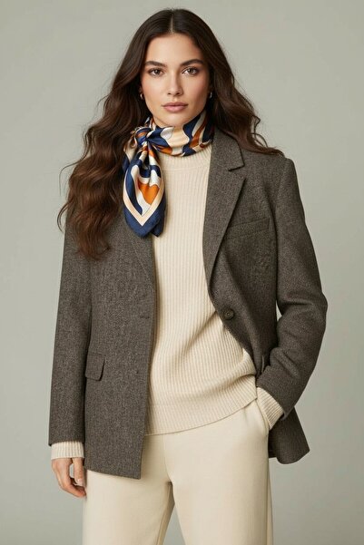 the blazer obsessed Women's Herringbone Wool Blend Blazer Jacket