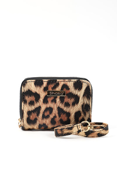 SHAKA Leopard Shk266 Faux Leather Wallet with 9 Compartments, Zipper Closure, Card Holder and Coin Compartment