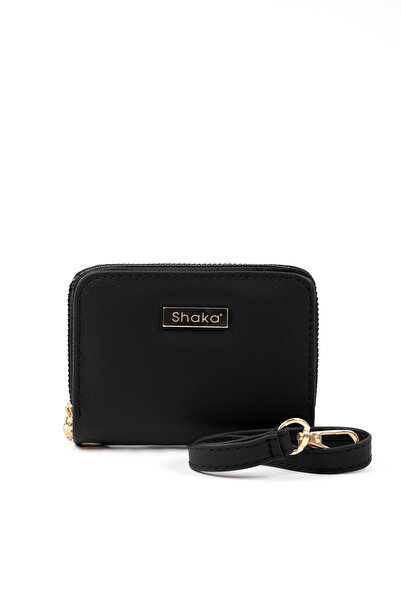 SHAKA Black Shk266 Faux Leather Wallet with 9 Compartments, Zipper Closure, Card Holder and Coin Compartment