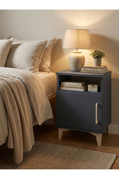 Dienni Arges Komodin 2 Raflı Tek Kapaklı 44x30x64 Antrasit-Antrasit