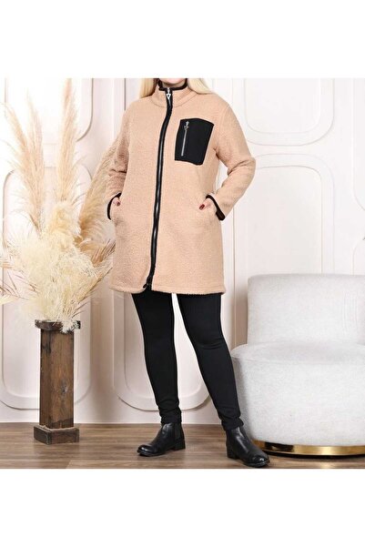 anne moda ankara Σειρά Super battal, χειμώνας, 1ης ποιότητας A MODEL, παλτό μπουκλ με ψηλό γιακά