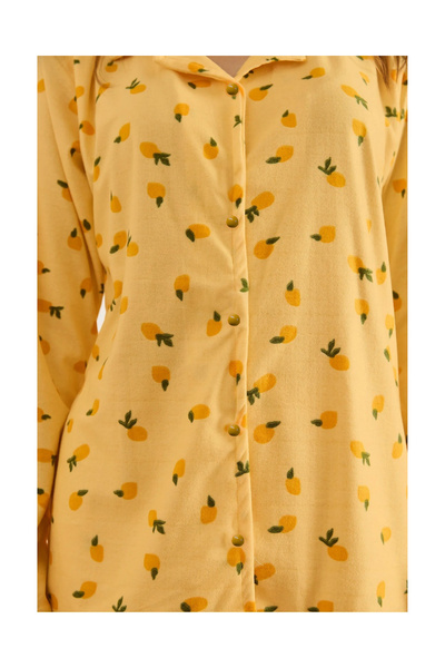 Olalook Γυναικείο σετ πιτζάμες με υφή λεμονοκίτρινο σουέντ PJM-00000023