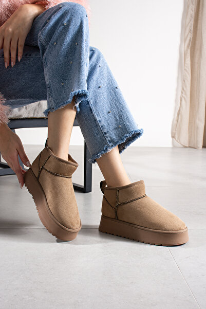 DUXAL SHOES Mini semišové dámské boty s kožešinou uvnitř a silnou podrážkou