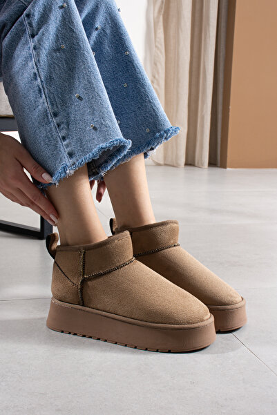 DUXAL SHOES Mini semišové dámské boty s kožešinou uvnitř a silnou podrážkou