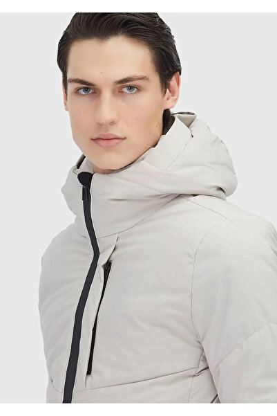 Ramsey Beige Regular Fit Hooded Casual Woven Coat