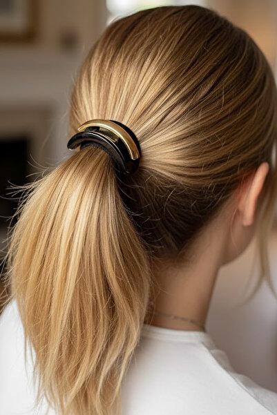 CAŞ DEKORASYON Μαύρο Χρώμα Μεταλλική Λεπτομερής Λαστιχένια Πόρπη