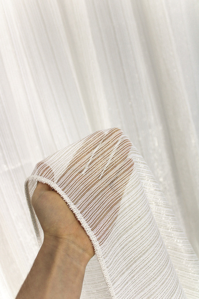 MebelPort Curtain Glittery Plain Striped Rotating Tulle Sparse (1 x 2) Pleated