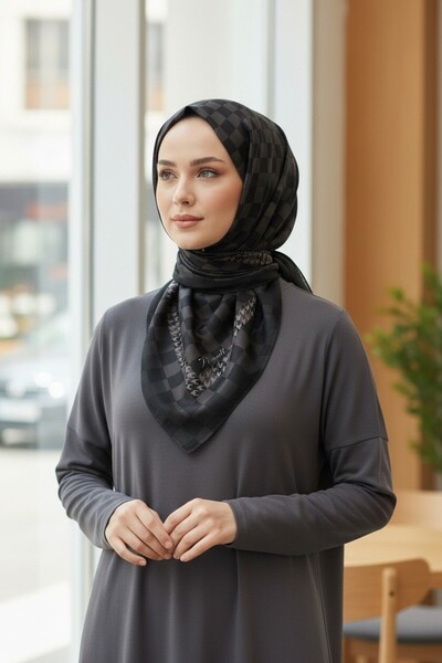 Onur Eşarp - Piramit Marka Dama Desen Soft Eşarp Kaliteli Kumaş Canlı Renkler...