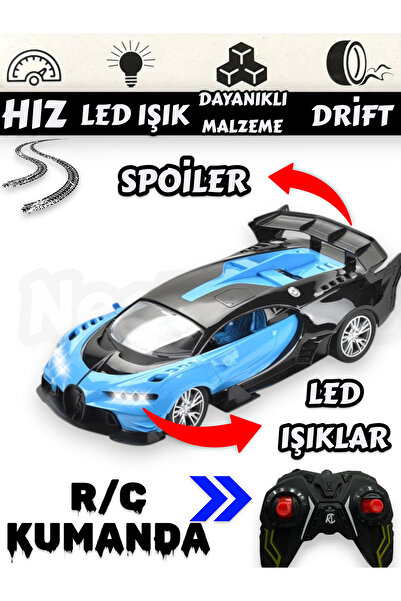 YILDIRIM OYUNCAK Uzaktan Kumandalı R/C Led Işıklı Drift Özellikli Sport Tasarımlı Bugatti Yarış Arabası