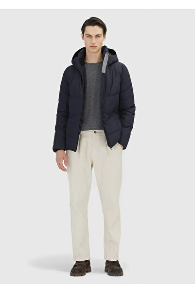 Ramsey Navy Blue Regular Fit Hooded Casual Woven Coat