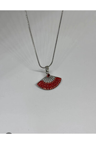 naaksesuar قلادة من الفولاذ الحجري الأحمر موديل مروحة