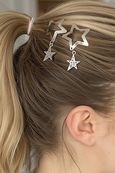 CAŞ DEKORASYON Set of 2 Silver Color Star Figured Side Buckles