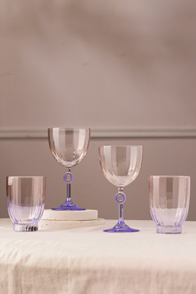 Rakle Purple Elite Set of 4 Water Glasses - 320 Cc